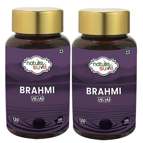 Nature Sure Brahmi Vati 120 Buddhiwardhak Ayurvedic Tablets for Brain Health, Memory Boost, Mental Alertness and Mind Relaxation in Men and Women