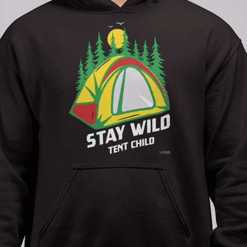 Stay Wild Tent Child Men’s Black Hoodie