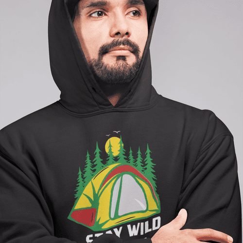 Stay Wild Tent Child Men’s Black Hoodie