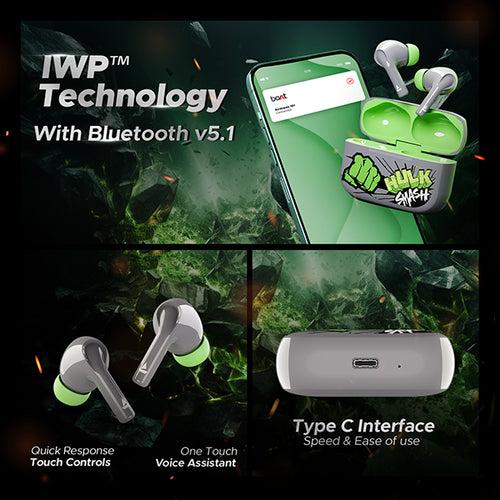 boAt Airdopes 161 Hulk Edition | Wireless Earbuds with 40 Hours Playback, ASAP™ Charge, boAt Immersive Sound, Bluetooth v5.1