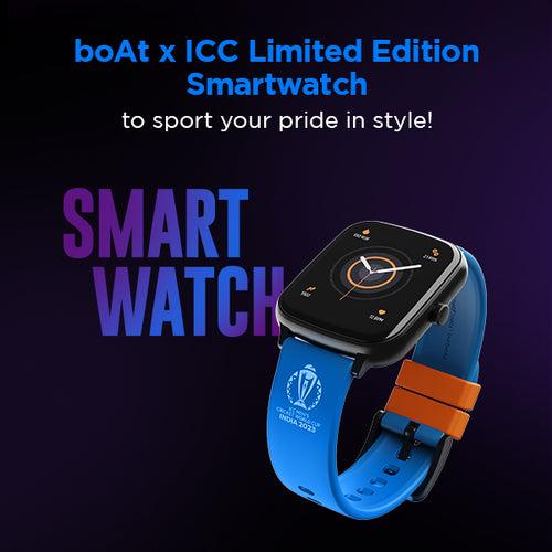 boAt Wave Style Call ICC Edition | 1.69" (4.29cm) HD Display Bluetooth calling Smartwatch with Team India Jersey, Signed Cricket Bat & Signed Cricket Ball