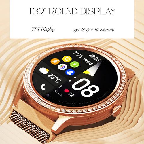 boAt Enigma R32 | Women Smartwatch with 1.32" (3.35cm) Round TFT Display, BT Calling, Luxurious Metal Body, 100+ Watch Faces