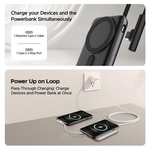 EnergyShroom PB330  Magnacharge | 10000mAh magnetic wireless power bank with 15 W wireless charging, LED battery display, 12 Layer Smart IC Protection