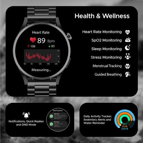 boAt Lunar Embrace | Smartwatch with 1.51" (3.83 cms) round AMOLED Display, Functional Crown, 100+ Sports Modes, IP68 rating