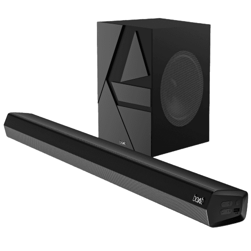 boAt Aavante Bar Quake | 200W RMS boAt Signature Sound, 2.1 Channel Soundbar with Wired Subwoofer, Entertainment EQ Modes, Bluetooth v5.3, USB, AUX, HDMI (ARC)