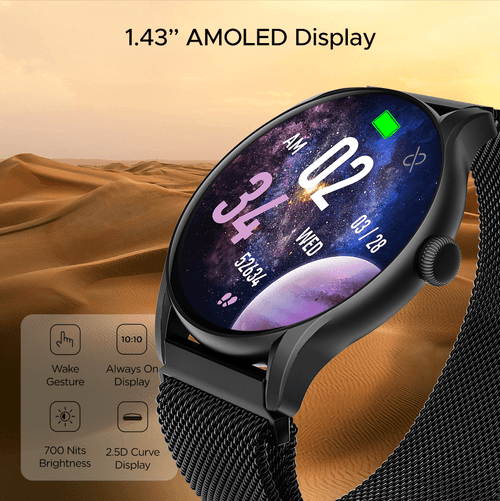 boAt Primia Ace | Smartwatch with 1.43" (3.63cm) Amoled Display, BT Calling, 100+ Sports Modes, Up to 10 Days Battery