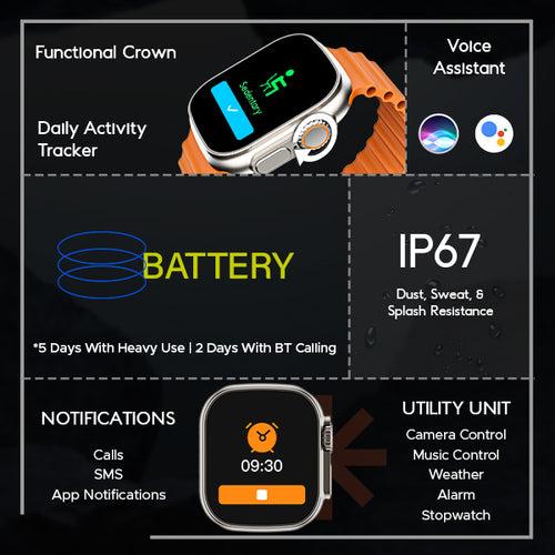 boAt Wave Genesis | Smartwatch with 1.96" (4.97cm) Big HD Display, BT Calling, Luxurious Metal Body, Functional Crown