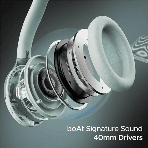 boAt Rockerz 551ANC | Noise Cancelling Wireless Headphone, Upto 100 Hours Playback, 40mm Driver, ENx™ Technology, Custom-tuned EQ Mode