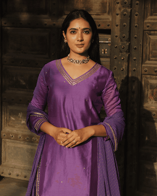 PURPLE SHARARA SET WITH GOTTA WORK