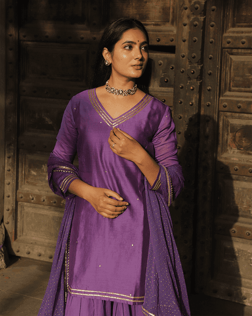 PURPLE SHARARA SET WITH GOTTA WORK