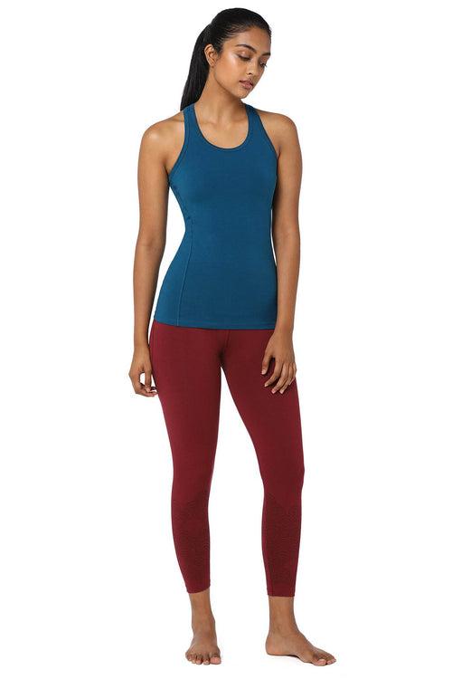 Yoga Racerback Tank Fitted Organic Cotton I Chin Seaport Blue