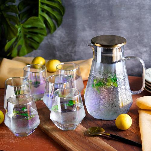 EtherealHexa Borosilicate Drinkware Set (Set of 7)