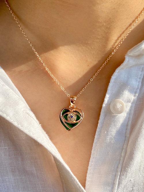 Heart With Evil Eye Necklace