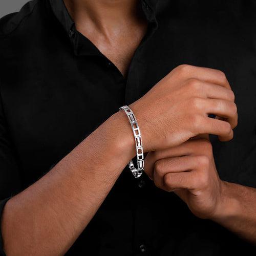 Silver Jazzy Link Bracelet For Him