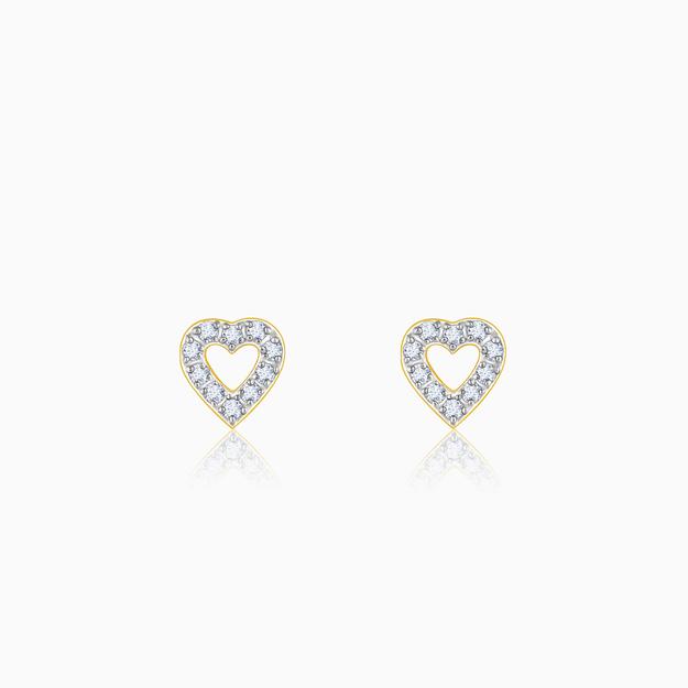 Gold Aspiring Heart Diamond Earrings