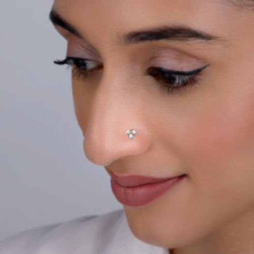 Gold Petal Symphony Diamond Nose Pin