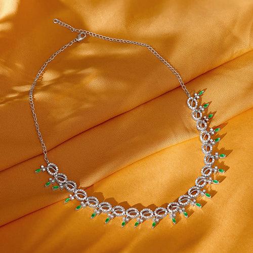 Silver Zircon-Studded Kalash Necklace