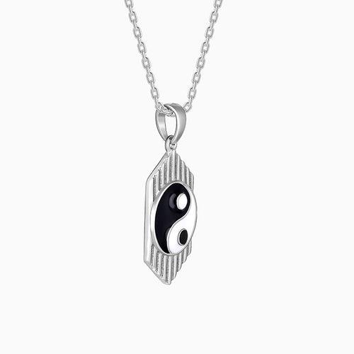 Silver Yin Yang Pendant With Link Chain For Him