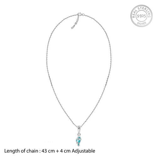 Silver Bubbly Bird Kids Pendant With Link Chain (7-10 yrs)