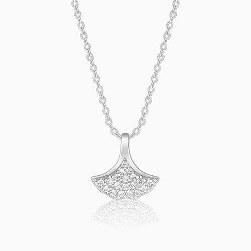 Silver Ginko Leaf Pendant With Link Chain