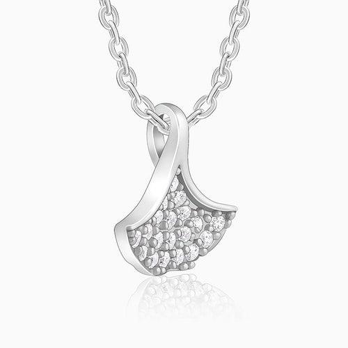 Silver Ginko Leaf Pendant With Link Chain