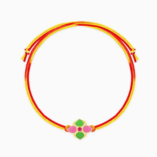 Golden Colourful Floral Rakhi cum Pendant