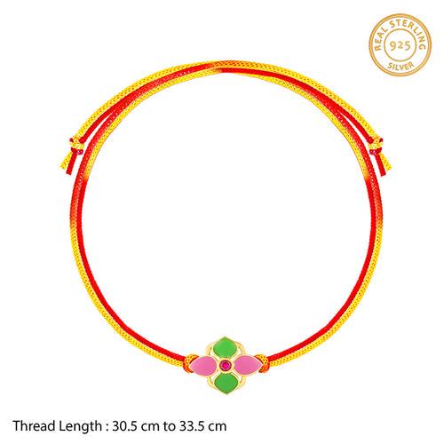 Golden Colourful Floral Rakhi cum Pendant