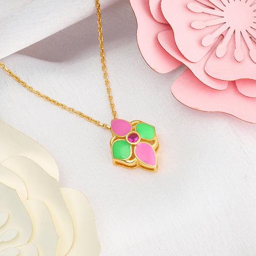 Golden Colourful Floral Rakhi cum Pendant