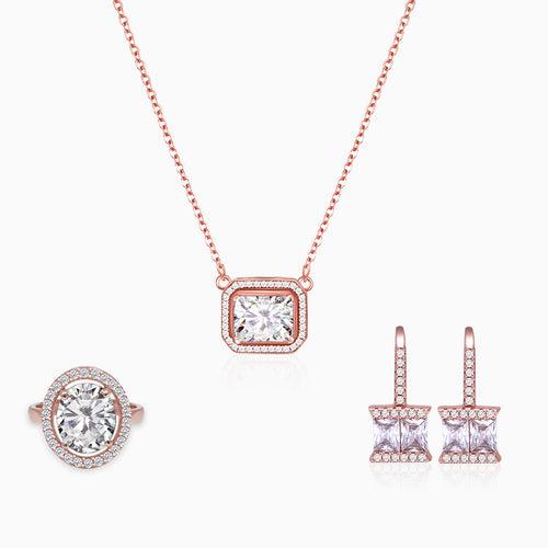 Rose Gold Valentine Classic Zircon Gift Set