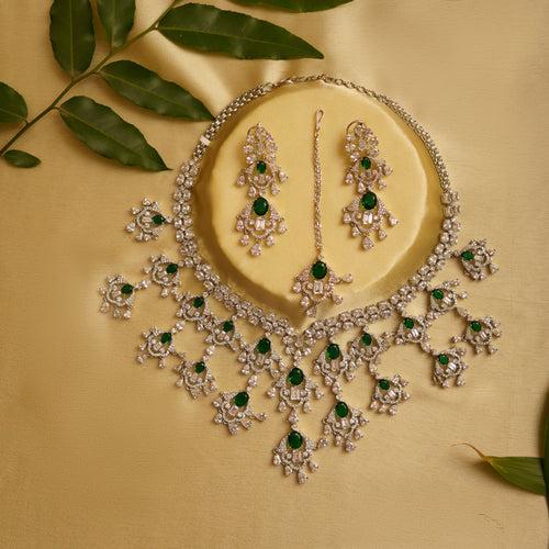 Damini Big Emerald Necklace set