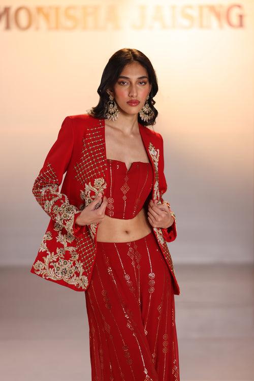 Red Pearl Blazer Sharara