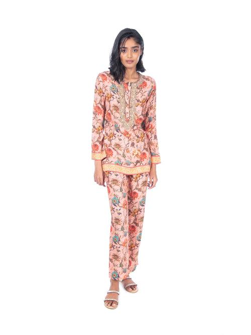 Pink Printed Kurti & Pant set