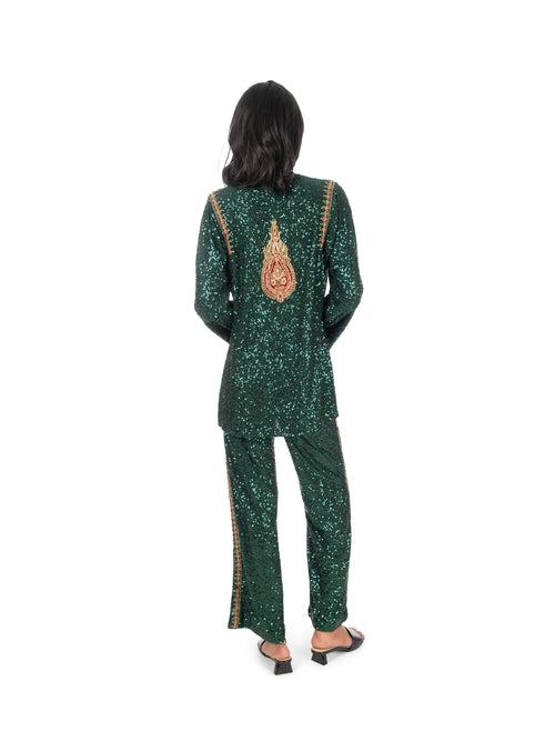 Green Sequin Kurti & Pant Set