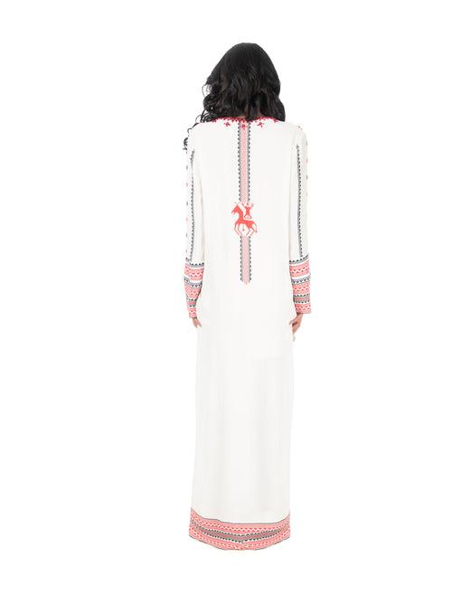 White & Red Printed Kaftan