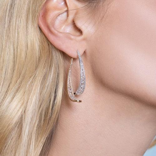 Linear Diamond Broken Hoop Earrings