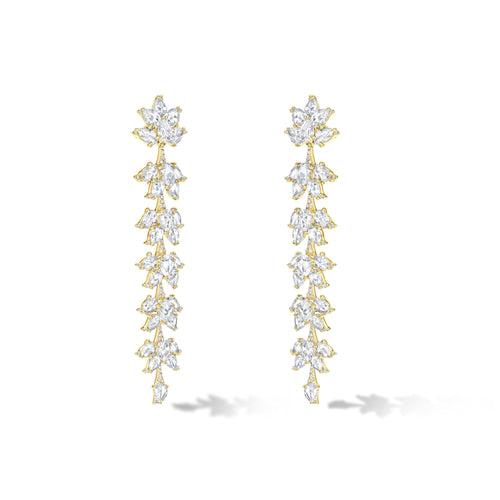 Lotus Diamond Dangle Earrings