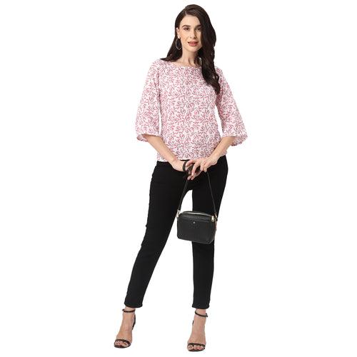 Stylish Pink Floral Western Top for Women