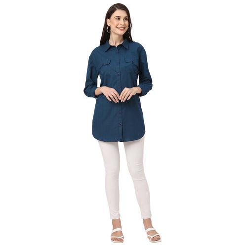 Trendy Navy Formal Women’s Western Shirt