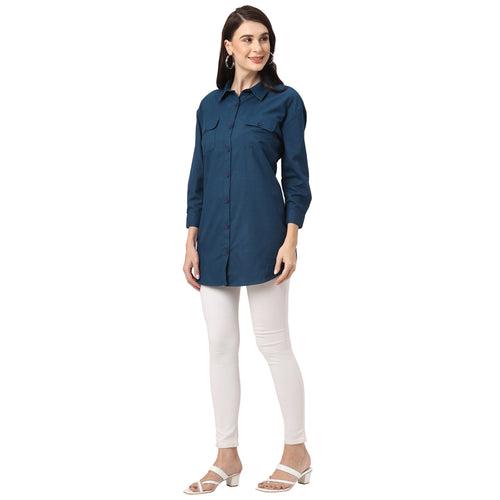 Trendy Navy Formal Women’s Western Shirt