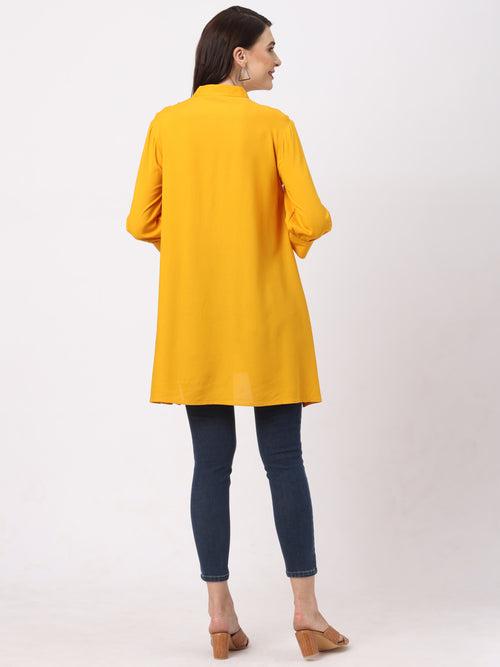 Stylish Mustard Peplum Women’s Full Sleeves Tunic Top
