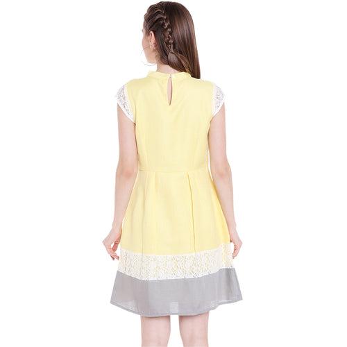 Yellow Self Design Dress