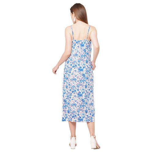 Multicolor floral printed cowl neck dress for women