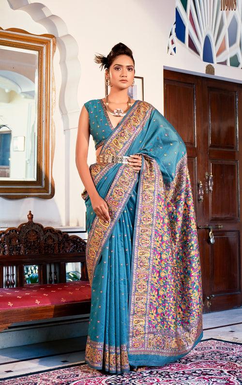 Blue Color Kashmiri Modal weaving Saree -Deepaali  Collection YF30139