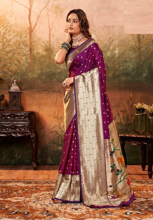 Purple Color Zari Weaving Paithani Silk Saree -Deepaali  Collection YF30116