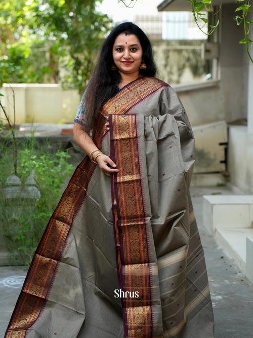 Grey & Purple- Chettinad Cotton Saree