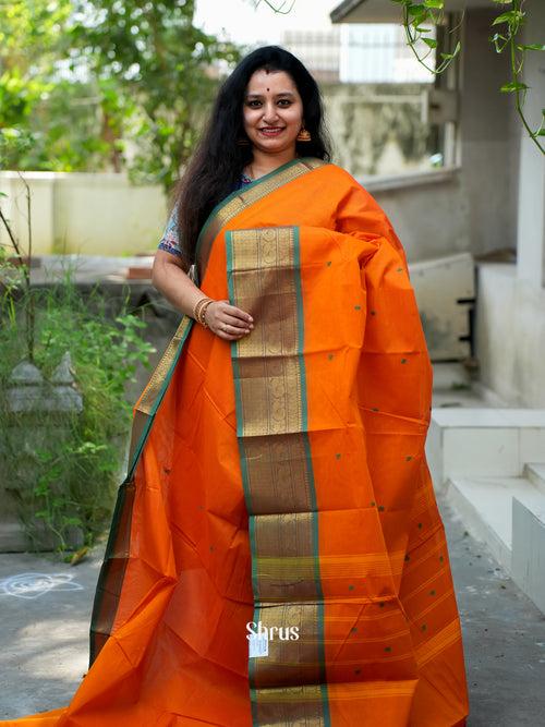 Orange & Green - Chettinad Cotton Saree