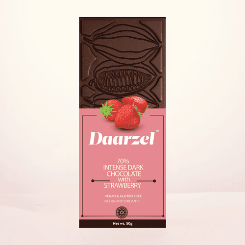 Daarzel - 70% Intense Dark Chocolate with Strawberry | Vegan & Gluten Free |