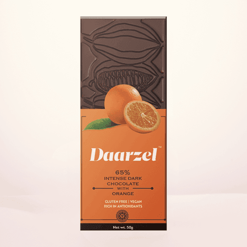 Daarzel -  70% Dark Chocolate Bar with Orange | Vegan & Gluten Free | 50 g