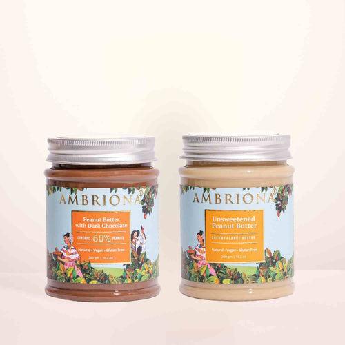 Combo of Peanut Butters | Peanut Butter Creamy ( Unsweetened ) | Peanut Butter with Dark Chocolate |  Keto Friendly | Vegan Gluten Free |All Natural | Vegan | Keto | High Protein| 400 g