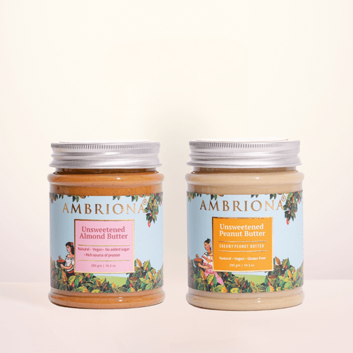 Pack of 2 Unsweetened Creamy Peanut Butter & Creamy Almond Butter | Vegan | Gluten Free